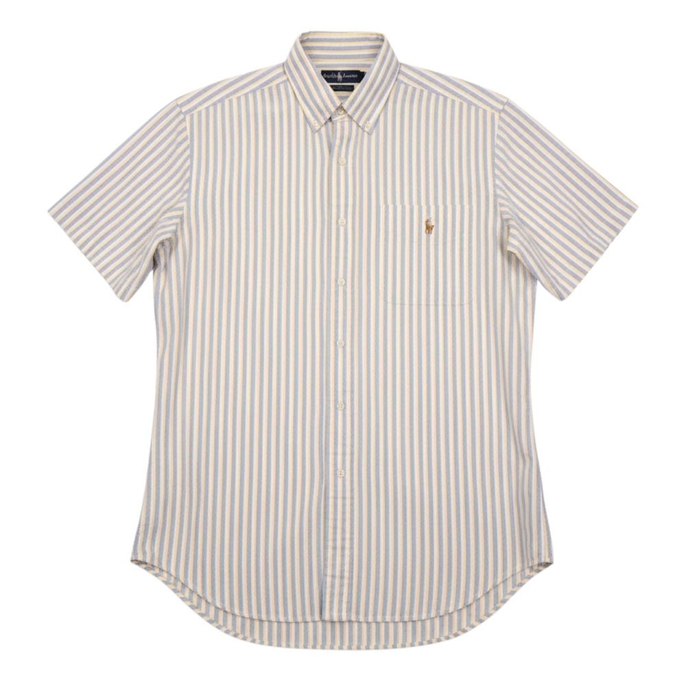 VTG Ralph Lauren Blake Shirt Mens S Blue Yellow Striped Short Sleeve Button Down - Picture 1 of 11